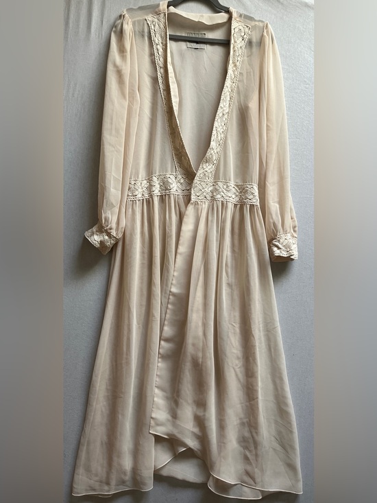 One Teaspoon Other - One Teaspoon Cream Sheer Boho Maxi Duster Kimono Lace Trim Sz S